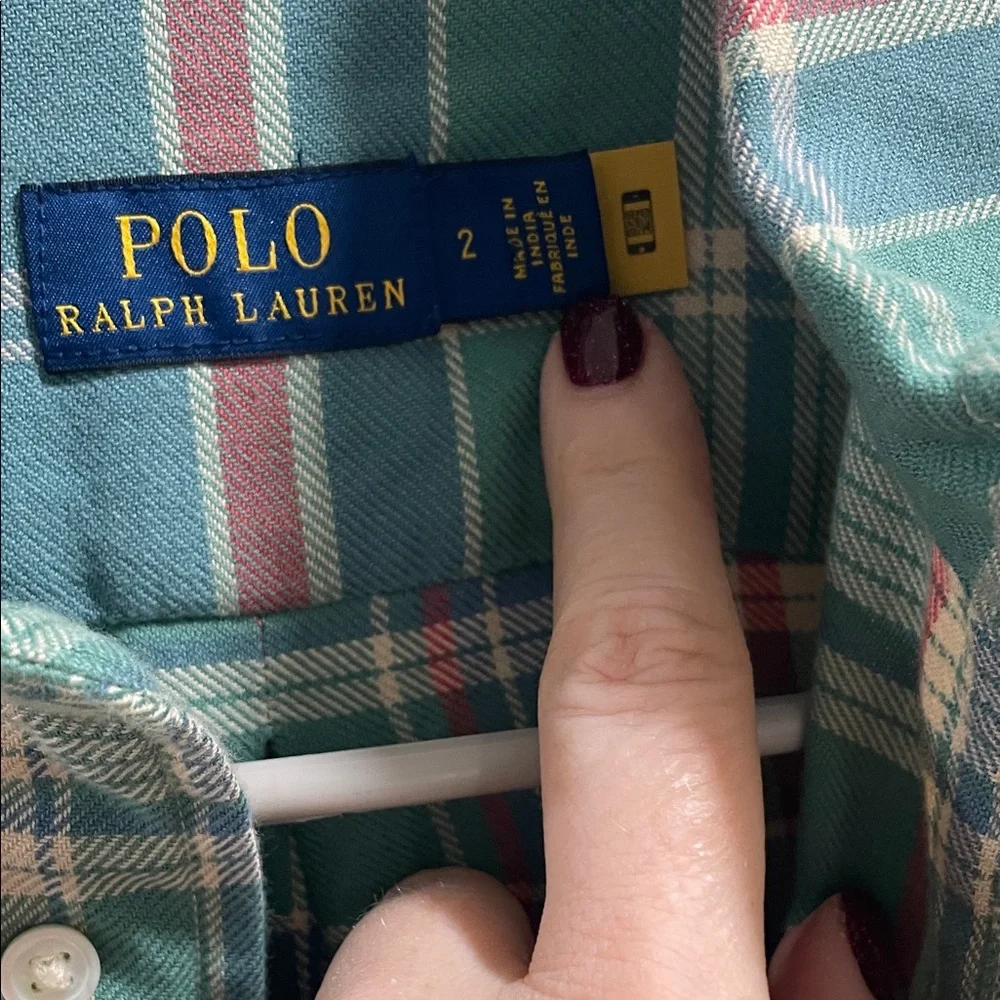Polo by Ralph Lauren Plaid Shirt Dress - Green and Pink - Picture 10 of 13